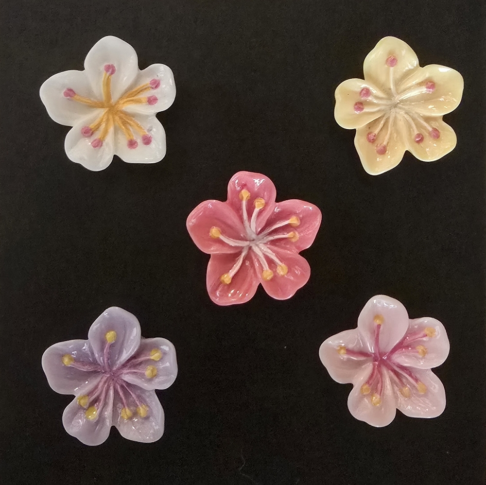 Colorful Peach Flower Blossoms Magnet Set